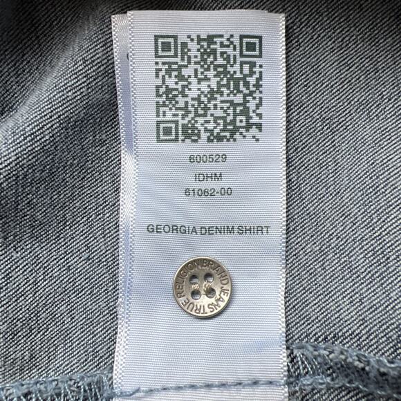 True Religion Shirt Womens Large Georgia Denim Glitter Cosy Fireside Wash NEW - Picture 11 of 12